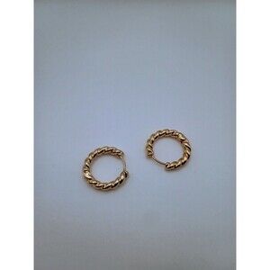 Gold Plated 925 Twist Huggie Hoop Earrings for Women - Chunky